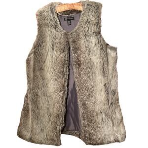 INC International Concepts Tan Ombre Faux Fur Vest size M/L